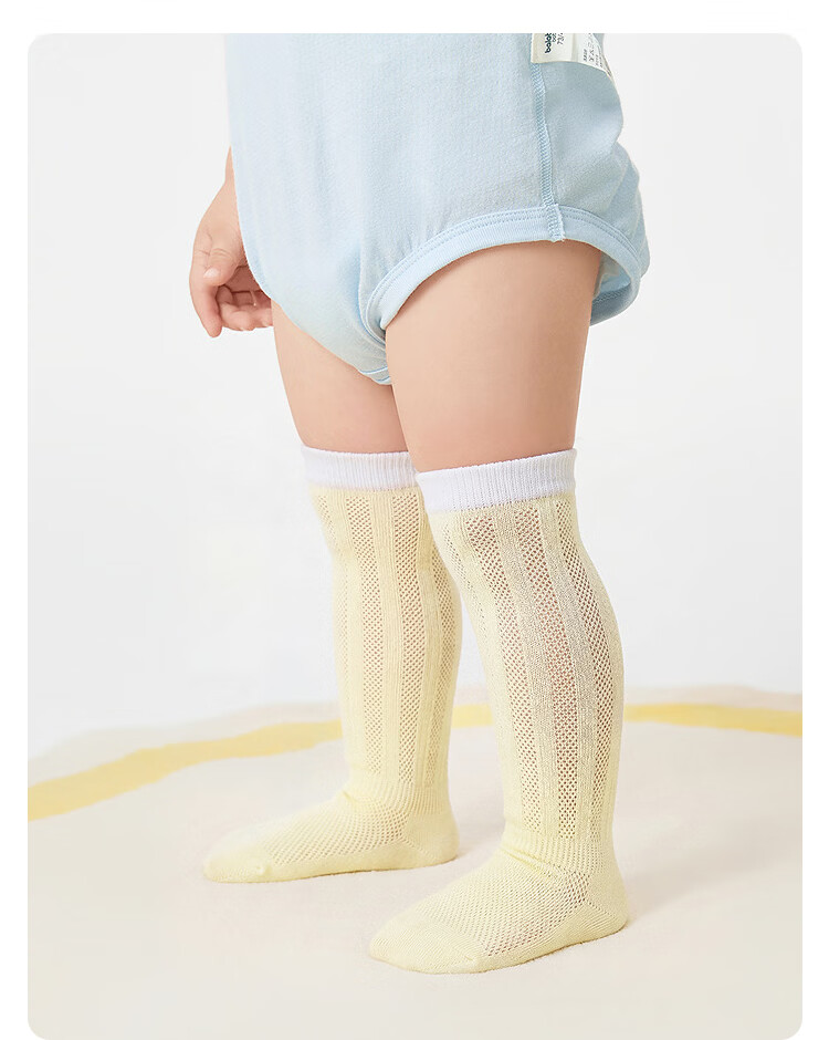 Balabala Baby Socks Summer Mesh Breathable Thin Infant Long Socks Anti-Mosquito Comfortable 3 Pairs Pack 20