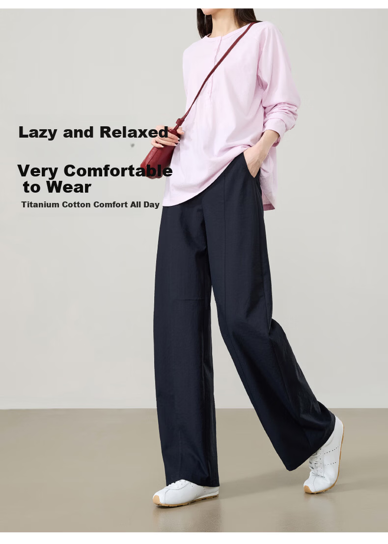 ESE-Y [Sun Protection, Wrinkle-Free] Women's Banana Pants Spring 2026 Slim Fit Easy Care Curved Casual Wide-Leg Light Gray Size 30 6