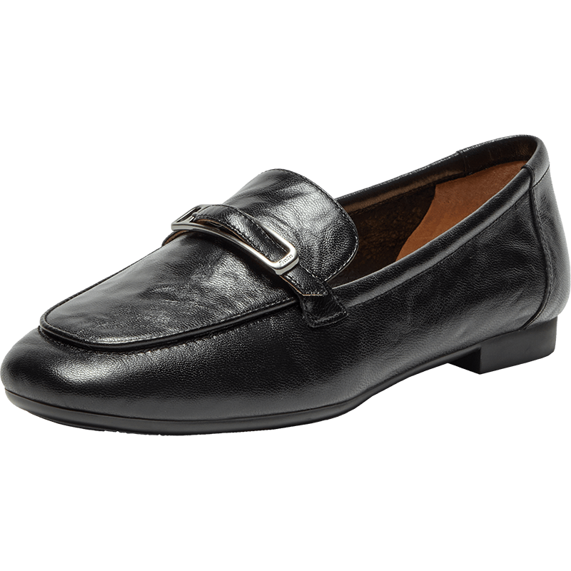 Bata Sheepskin Soft-Soled Loafers for Women, Autumn Department Store Style Retro Flats AMV44CA4 Black Size 38