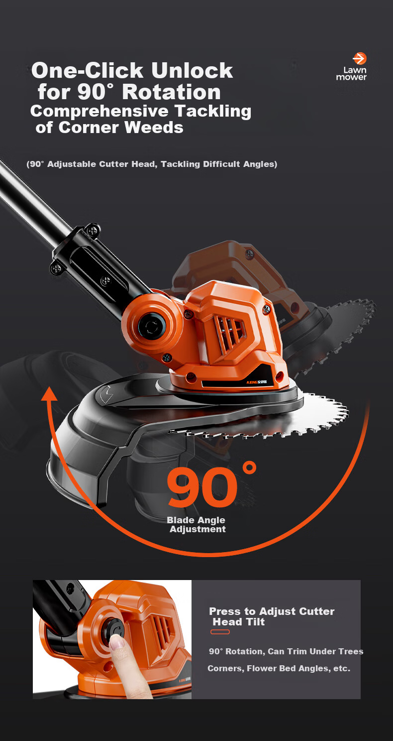 Quiet Bear Electric Lawn Mower Rechargeable Lithium Battery Fully Automatic High Power Garden Lawn Grass Trimmer 17