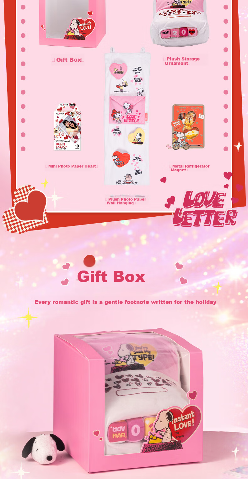 INSTAX Fujifilm instax Snoopy 75th Anniversary Series Love Overflowing Heart-Shaped Photo Paper Gift Box 1