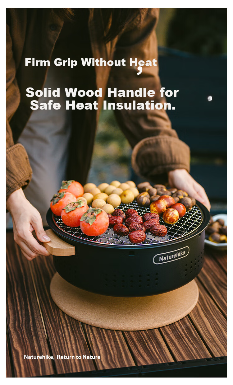 Naturehike Portable Outdoor Desktop Charcoal Grill for Home Camping BBQ and Tea Brewing 3
