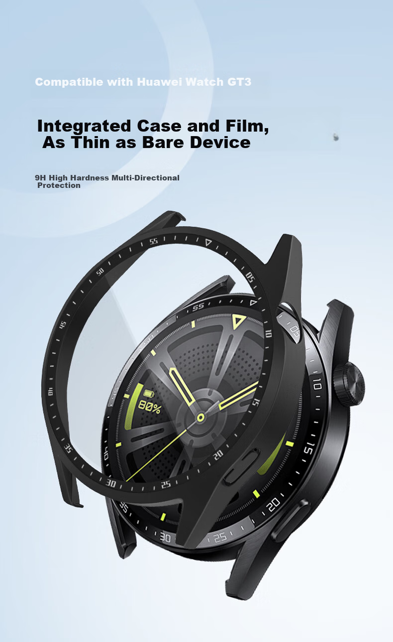 Xiaopijiang Protective Case for Huawei Watch GT5, Tempered Glass Screen Protector Integrated Case, High-Definition, Highly Transparent, Touch-Sensitive, Anti-Scratch, Shockproof Protective Cover for Huawei Watch GT5 1