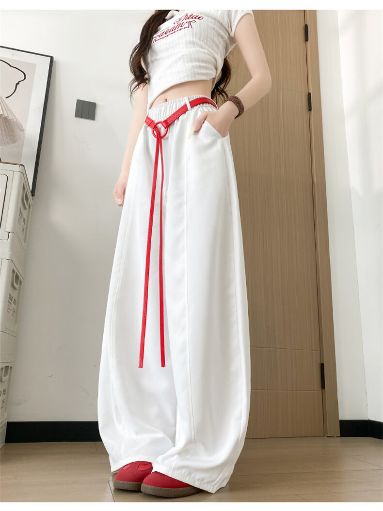 Langsha White Curved Blade Pants Women Summer 2026 New Quick-Dry High-Waist Draped Loose Thin Casual Yamamoto Wide-Leg Pants 8