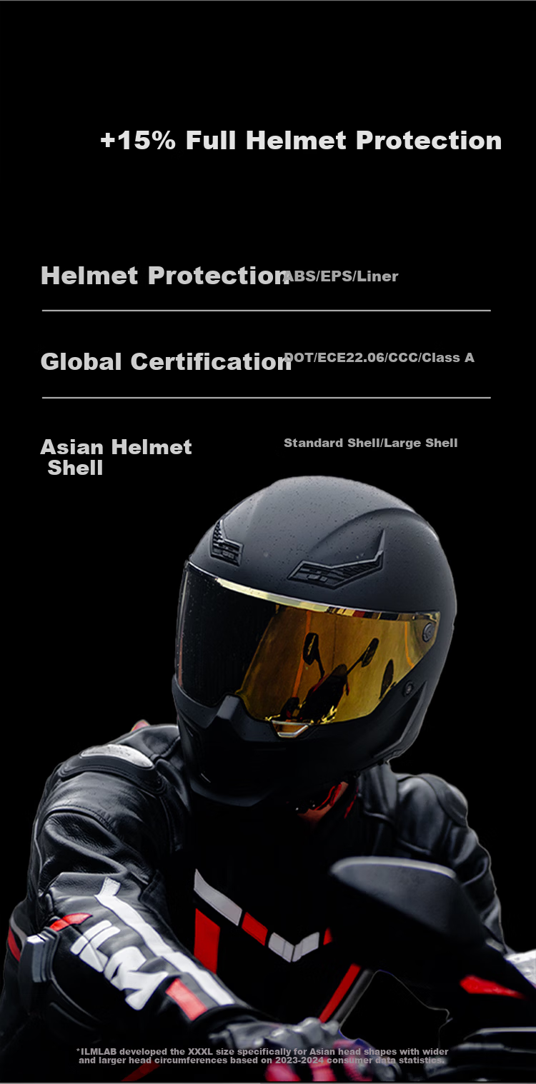 ILM Motorcycle Full Face Helmet 3C Certified Winter Retro Cruiser Helmet Obsidian Black L (56-57CM) 3