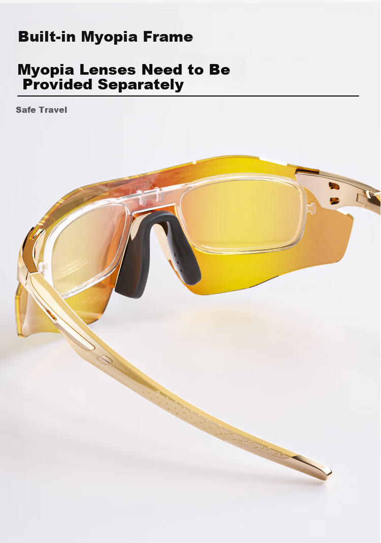 Fute Outdoor Cycling Sunglasses, Running Fitness Myopia Glasses for Men And Women, Photochromic Protective Eyewear F133-01 Transparent Champagne 6