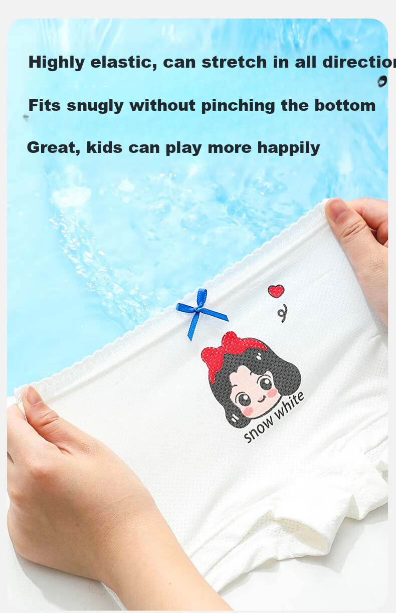 Mianqixiong Girls' Underwear, Ice Silk Mesh Breathable Children's Boxer Briefs, No Wedgie, M030-4 Pack-XL 10