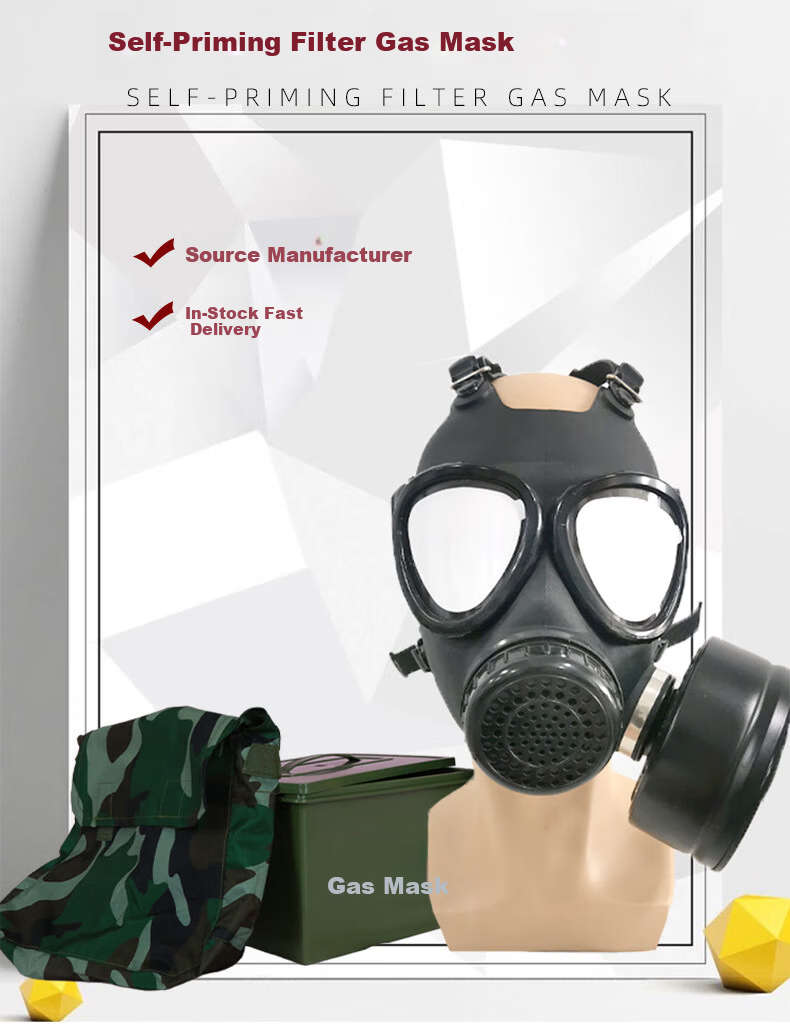Hulidun FNJ05 Gas Mask Natural Silicone Head-Mounted Filter Biochemical Gas and Smoke Emergency Training Full Face Mask 05 Mask + Junpin Canister + Box + Camouflage Bag + Stand 1