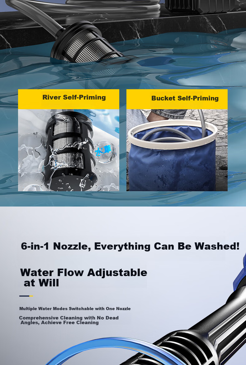 Quiet Bear Wireless Car Washer Lithium Battery High-Pressure Water Gun Household Small Multifunctional Rechargeable Electric Car Cleaning Machine 14