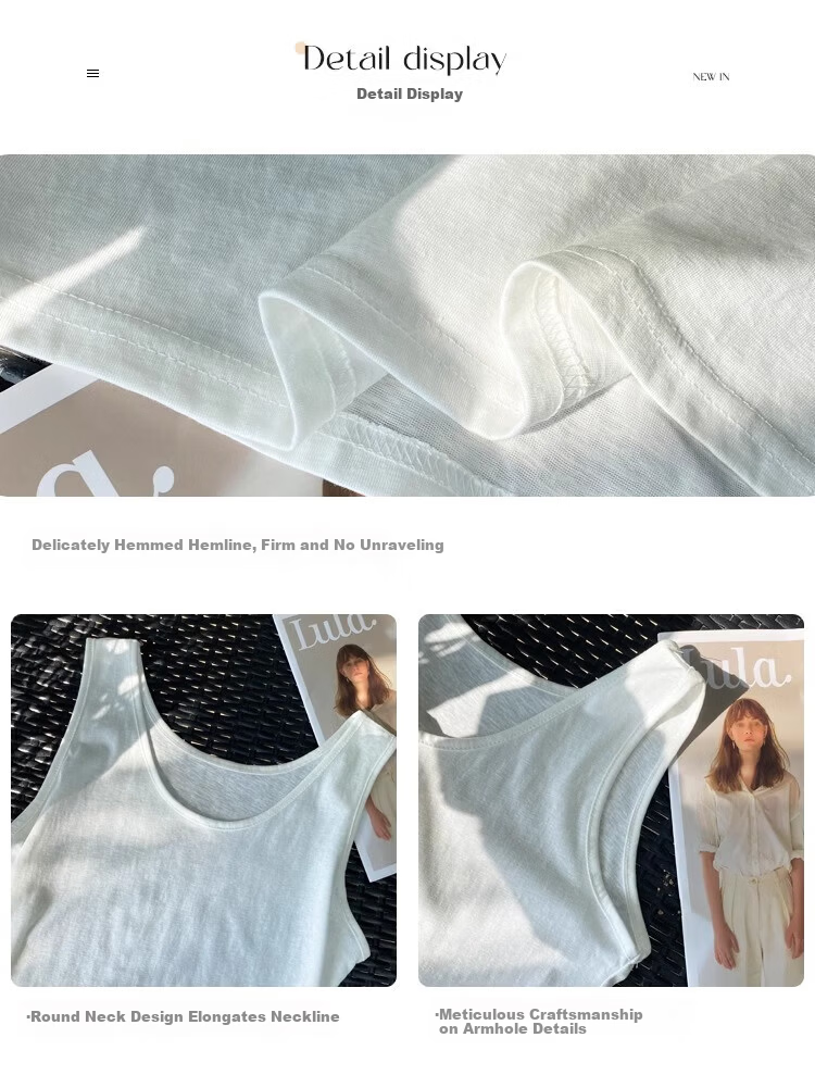 Langsha Women's Spring New Cotton Wide Strap Camisole Loose Sleeveless T-Shirt Top 9