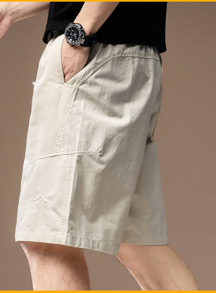 Pierre Cardin Men's Shorts, Summer Father's Day Gift, Loose Cargo Pants, Pure Cotton Breathable Five-Point Shorts for Men, Off-White, XL 13