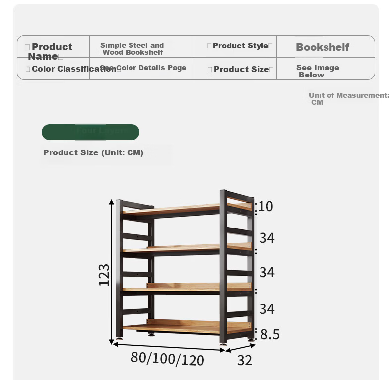 MSFE Steel Bookshelf Storage Rack Floor-standing Wall-mounted Multi-layer Display Shelf Six-tier 80*32*190cm 34