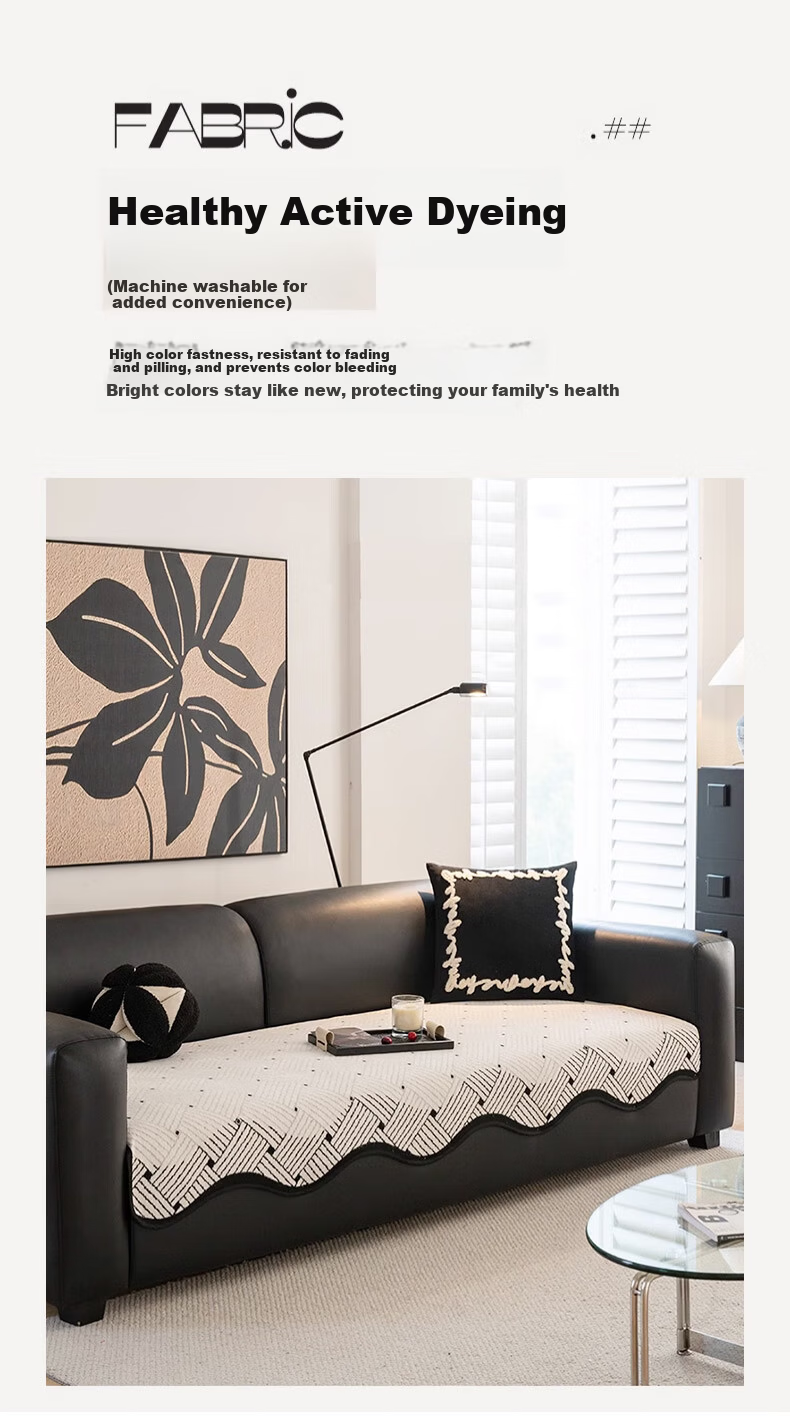 Wuyinliangpin Sofa Cover, Chenille Straight Row, Cat Scratch Resistant, One-Piece Non-Slip Sofa Slipcover, 90*260cm, Five-Seater 9