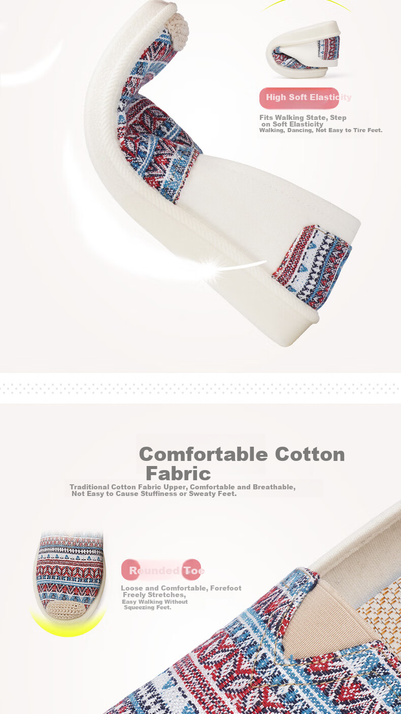 BUSHEYUAN Women's Shoes, Nurse Work Flats, Ethnic Style Casual Old Beijing Cloth Shoes for Women, 110-7043, Light Blue, Size 39 5