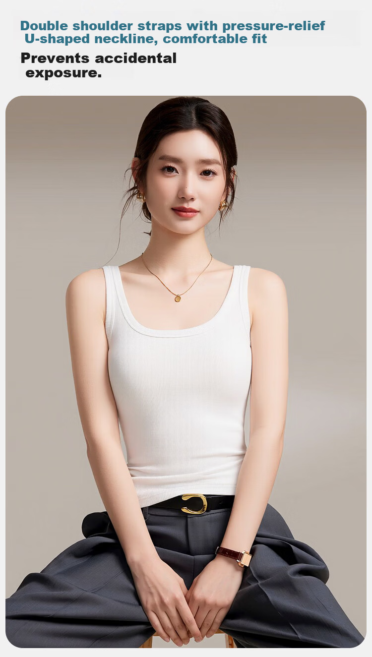Herbal Original Color Women's Camisole 10A Antibacterial Camellia Fragrance Inner Base U-Neck Back Beauty Summer New Top 4