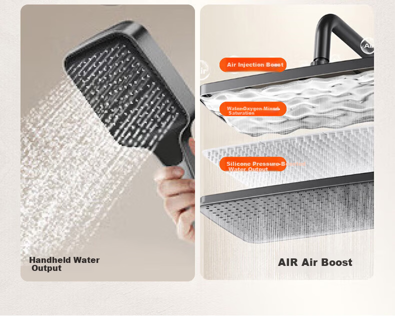 Vanward Shower Set Complete Bathroom Shower Head High Pressure Thickened Main Body Piano Key 52 3