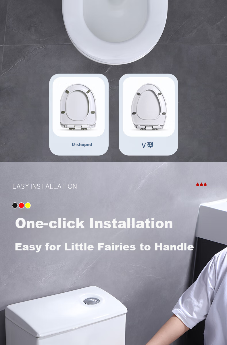 JROR [Germany] Universal V-Shaped Thickened Toilet Seat Cover Slow-Closing Pressure-Resistant Toilet Ring 7