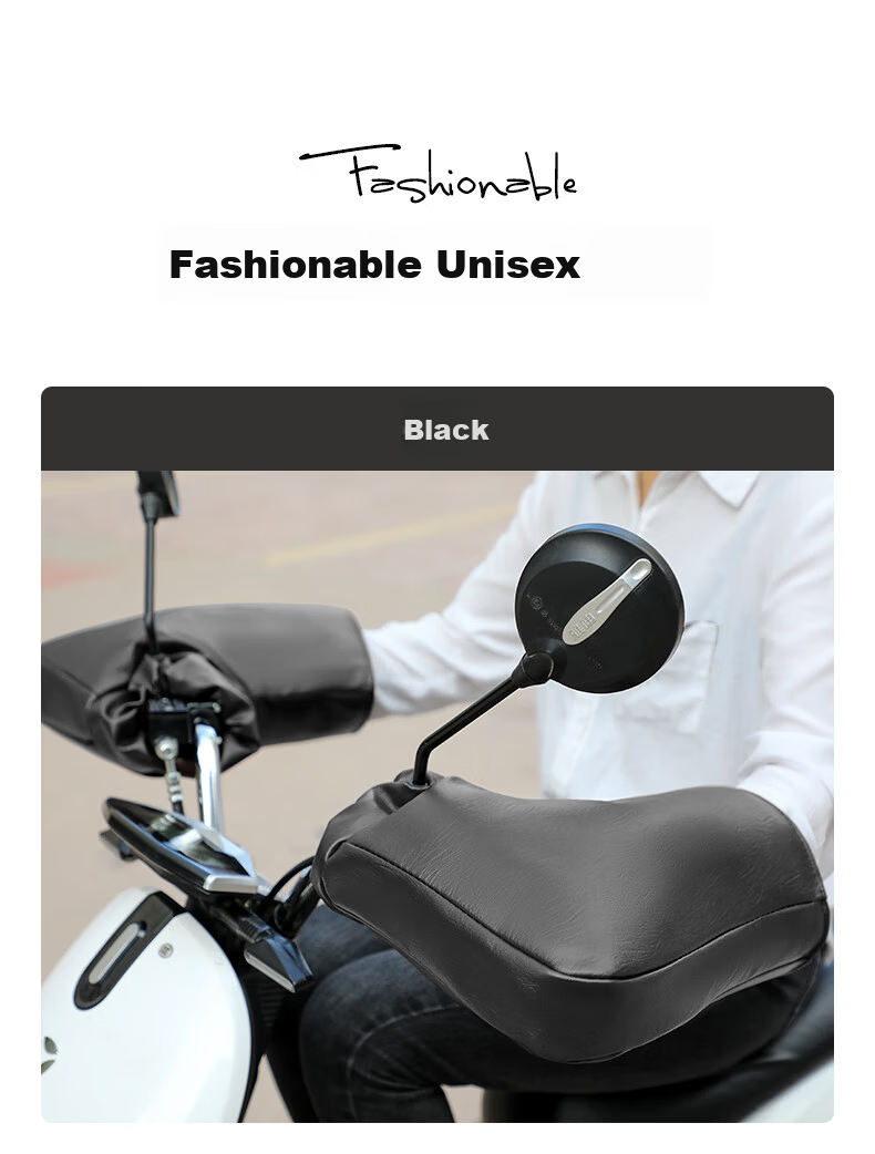 Nanjiren Electric Bike Handlebar Cover Winter Fleece Warm Motorcycle Electric Vehicle Handlebar Cover N2E2XT85113 Black 6