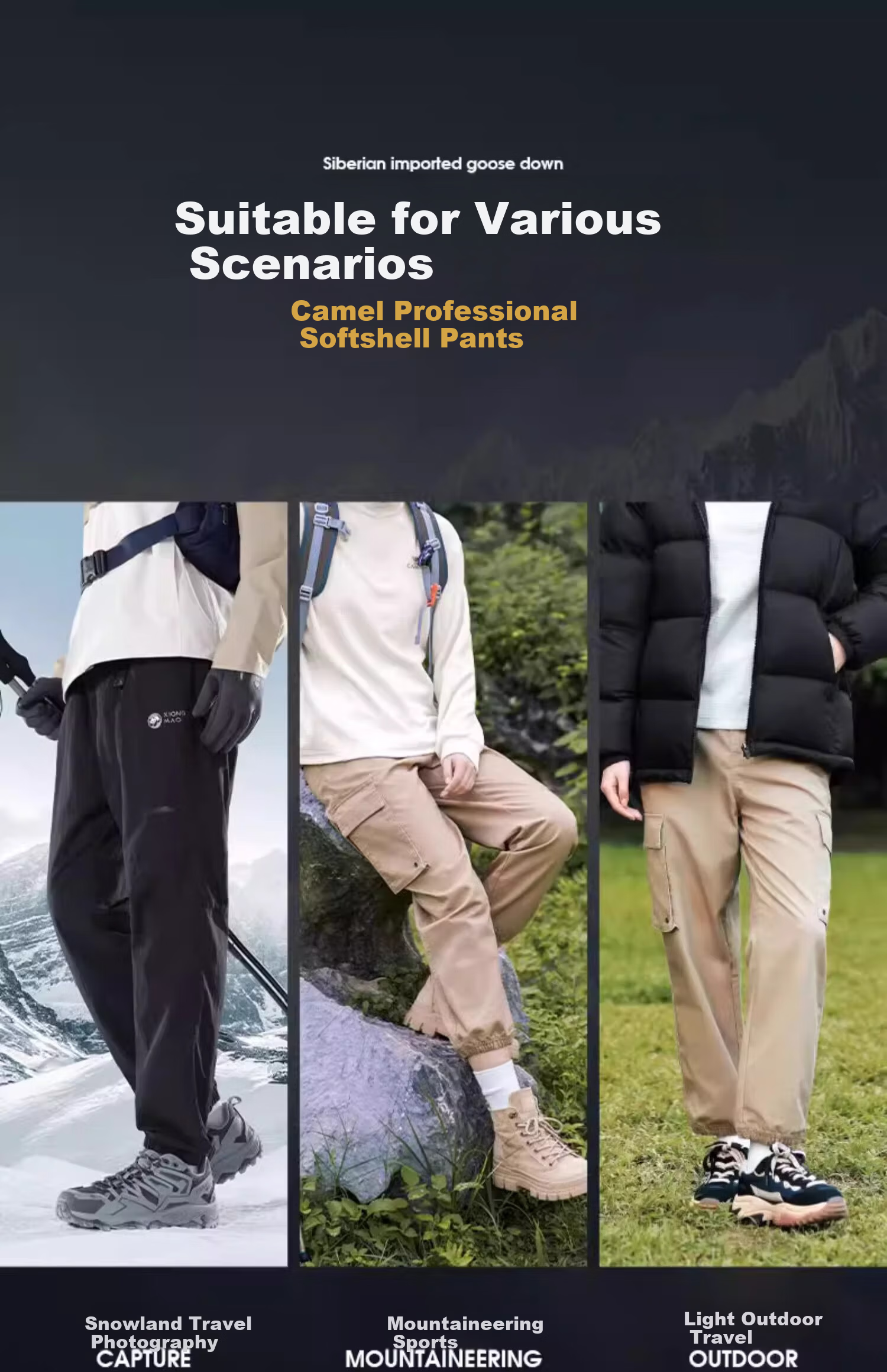 CAMEL Women's Softshell Hiking Jogger Pants Autumn Winter Casual Work Pants 11
