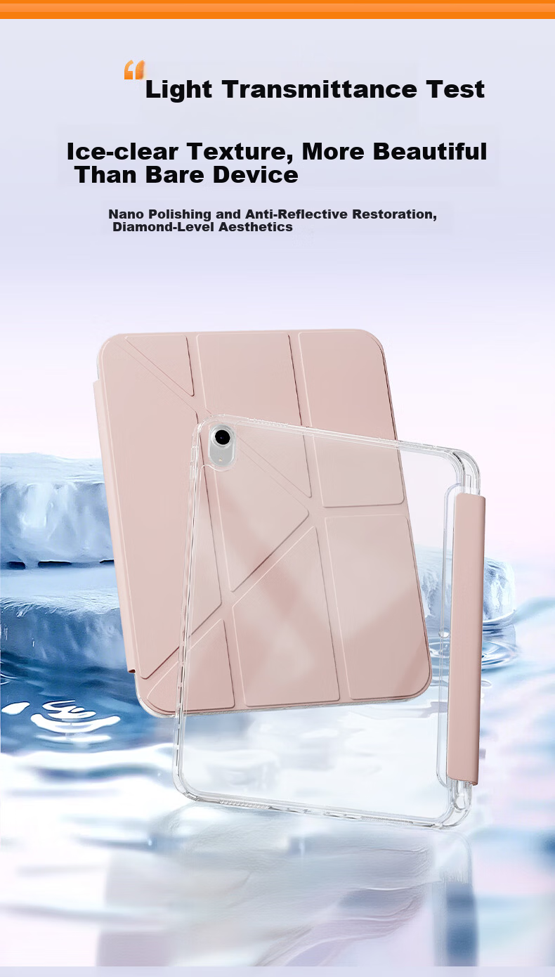Suoying Smart Y-Fold iPad Air 8/7/6 Case 2026/25/24 Models 11/10.9 Inch M4/3 Protective Cover Acrylic Silicone Anti-Bend Pen Slot for Apple Tablet 13