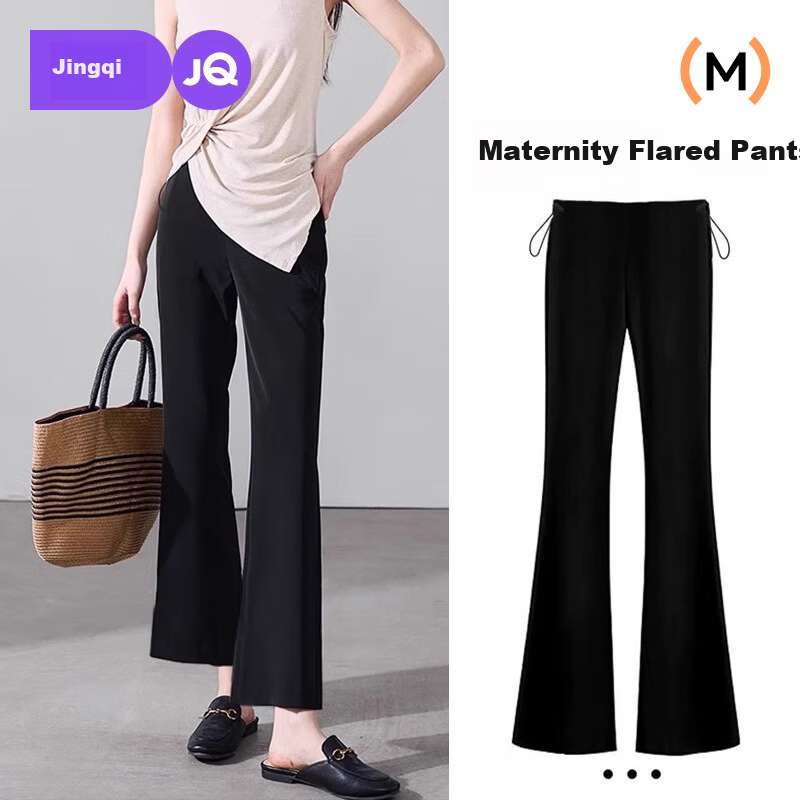 JOYNCLEON Maternity Pants Summer Thin Flared No Belly Support Long Pants Petite Maternity Wear Black XXL Jyk181766