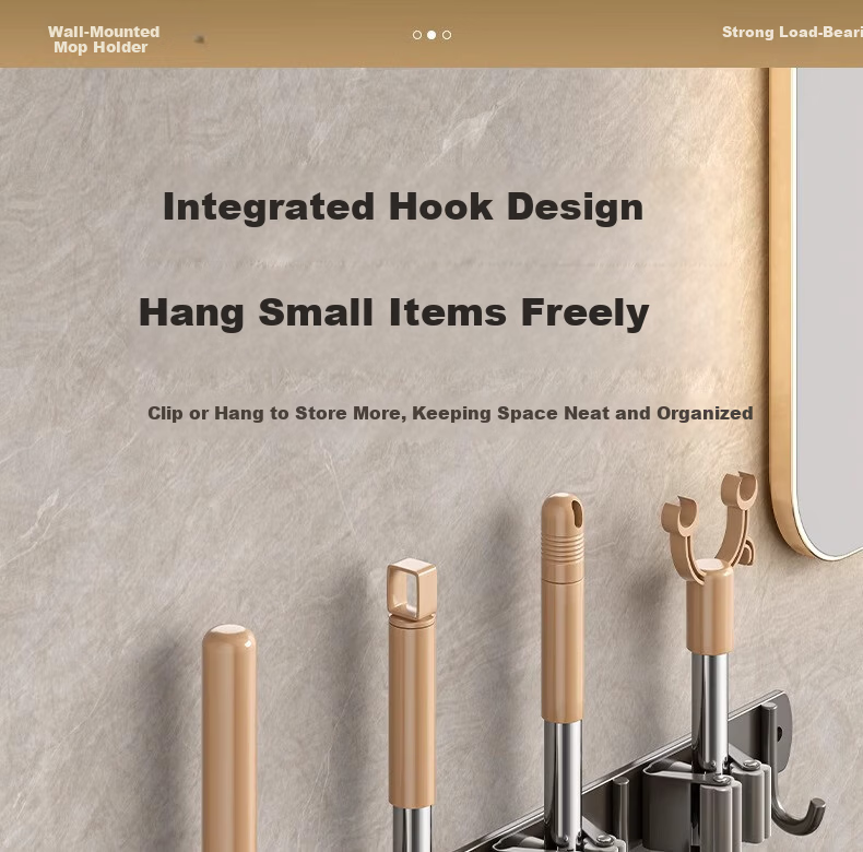 Xinpei Mop Hanger Hook, Broom Holder, Fixed Rack, No Drilling Required, Toilet Mop Clip, Bathroom Storage Shelf 19