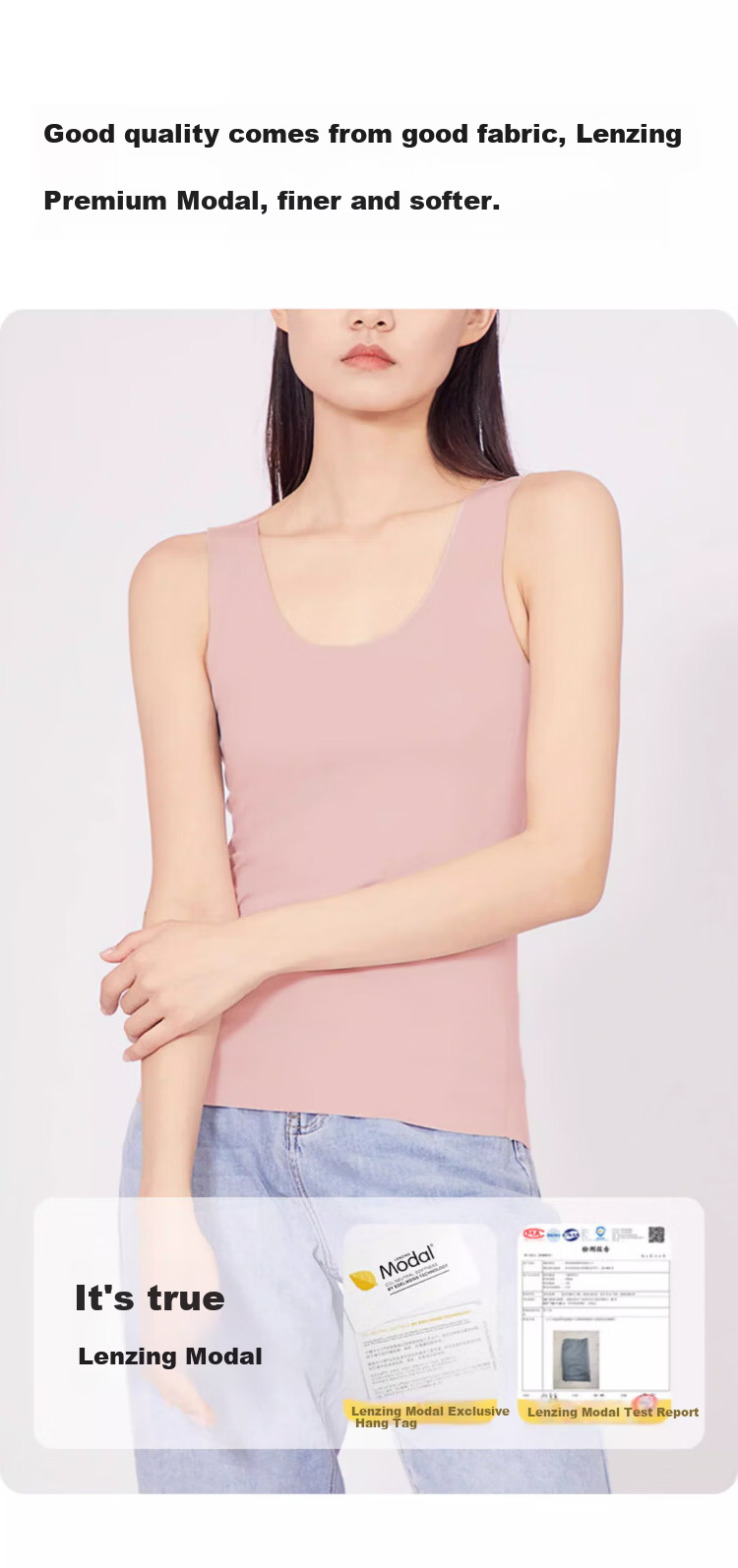 GUJIN Real Modal Ice Silk Camisole Women's Sleeveless Backless Versatile Blazer Base Shirt XL 5
