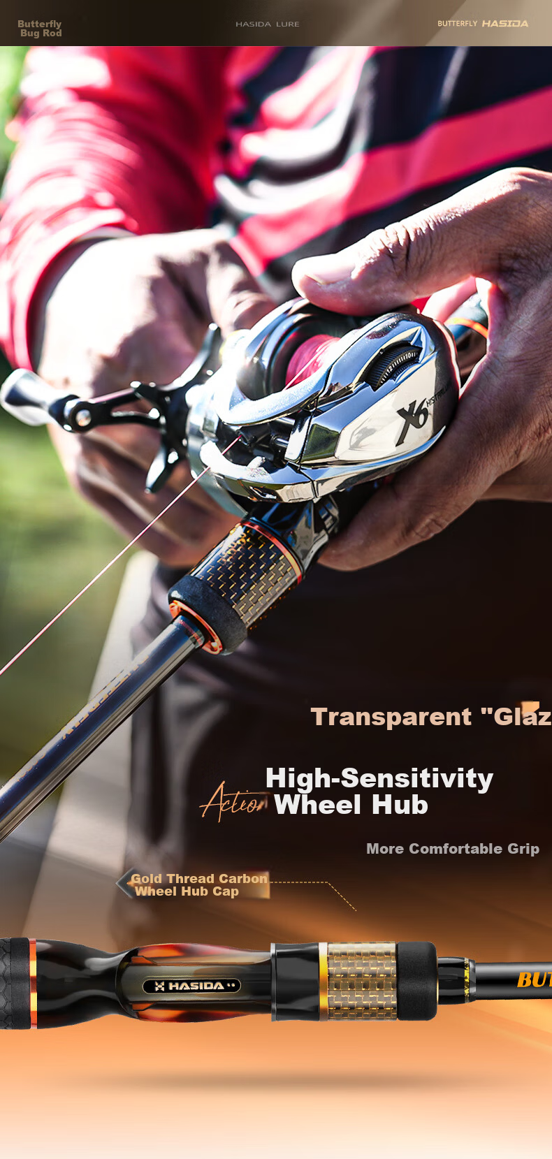 HISTAR 2.04m Gun Handle Fishing Rod [C682M Black Pit Obstacle] Butterfly Worm Rod [Fuji SIC Ring Golf Grip] 8
