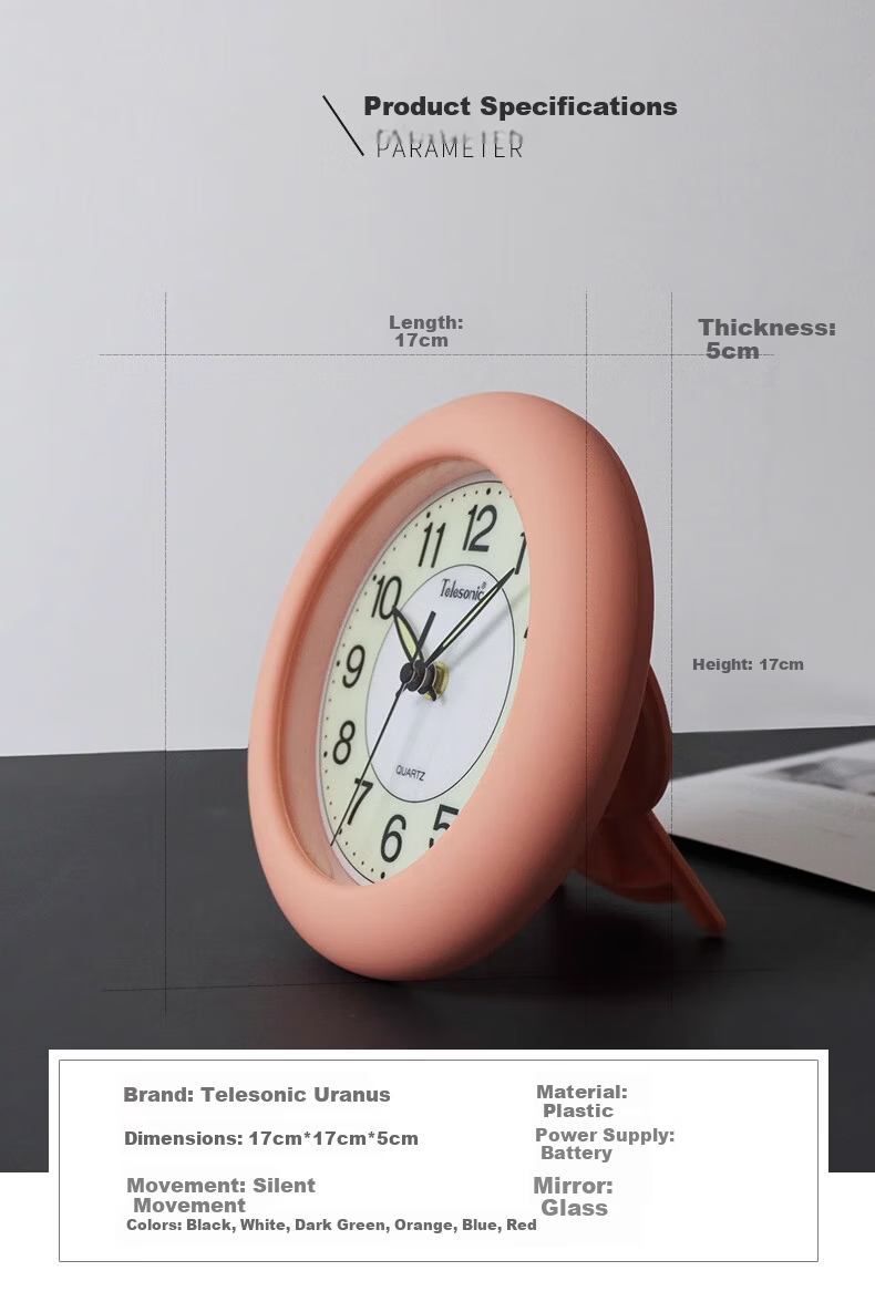 Telesonic 17cm Quartz Wall and Desk Clock, Creative Minimalist Luminous Bathroom and Living Room Clock 6