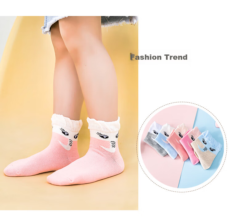 LangSha Children's Socks Girls Four Seasons Thin Mid-Calf Cotton Socks High Elastic Comfortable Breathable Lace Short Socks for Older Kids and Teens 13