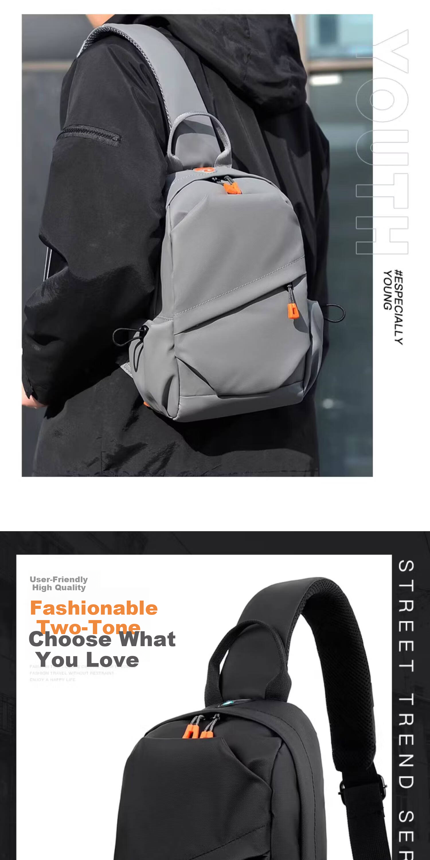 Warrior Men's Crossbody Bag 26L Large Capacity New Shoulder Bag Multifunctional Water-Resistant Small Backpack for Commuting and Outdoor Use 3