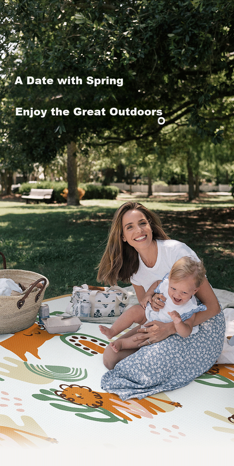 BG-BABYGO Outdoor Waterproof Moisture-Proof Mat Lawn Camping Mat Foldable Portable Insulated Children's Picnic Mat 180*120*0.5cm 8