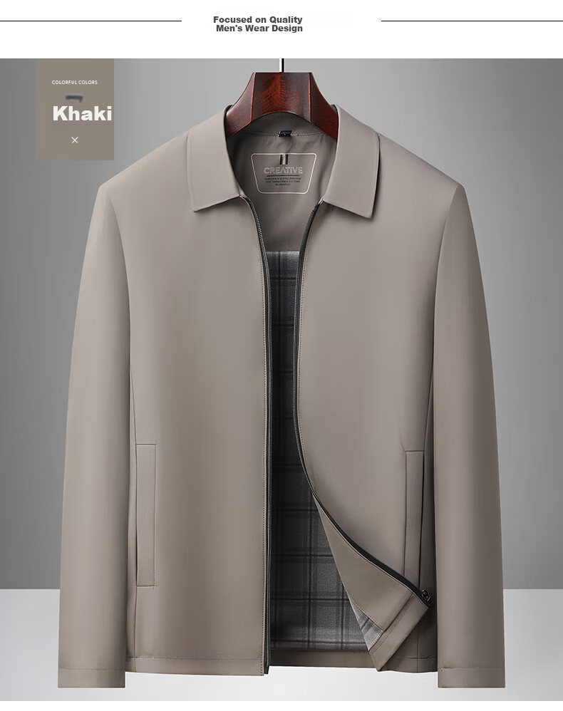ROMON Executive Jacket Men's Spring and Autumn Casual Lapel Coat Middle-aged and Elderly Dad Style 2539 Black 4XL 13