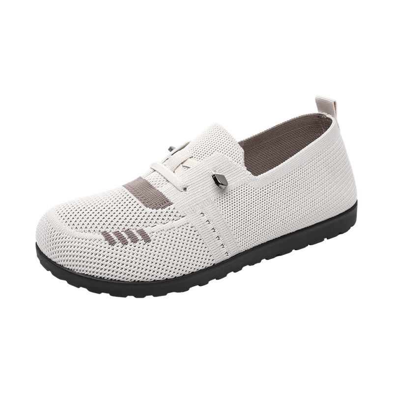 Yidisen Lightweight Comfortable Casual Women's De Training Shoes Old Beijing Cloth Shoes Soft Sole Non-Slip Mom Shoes Beige 37