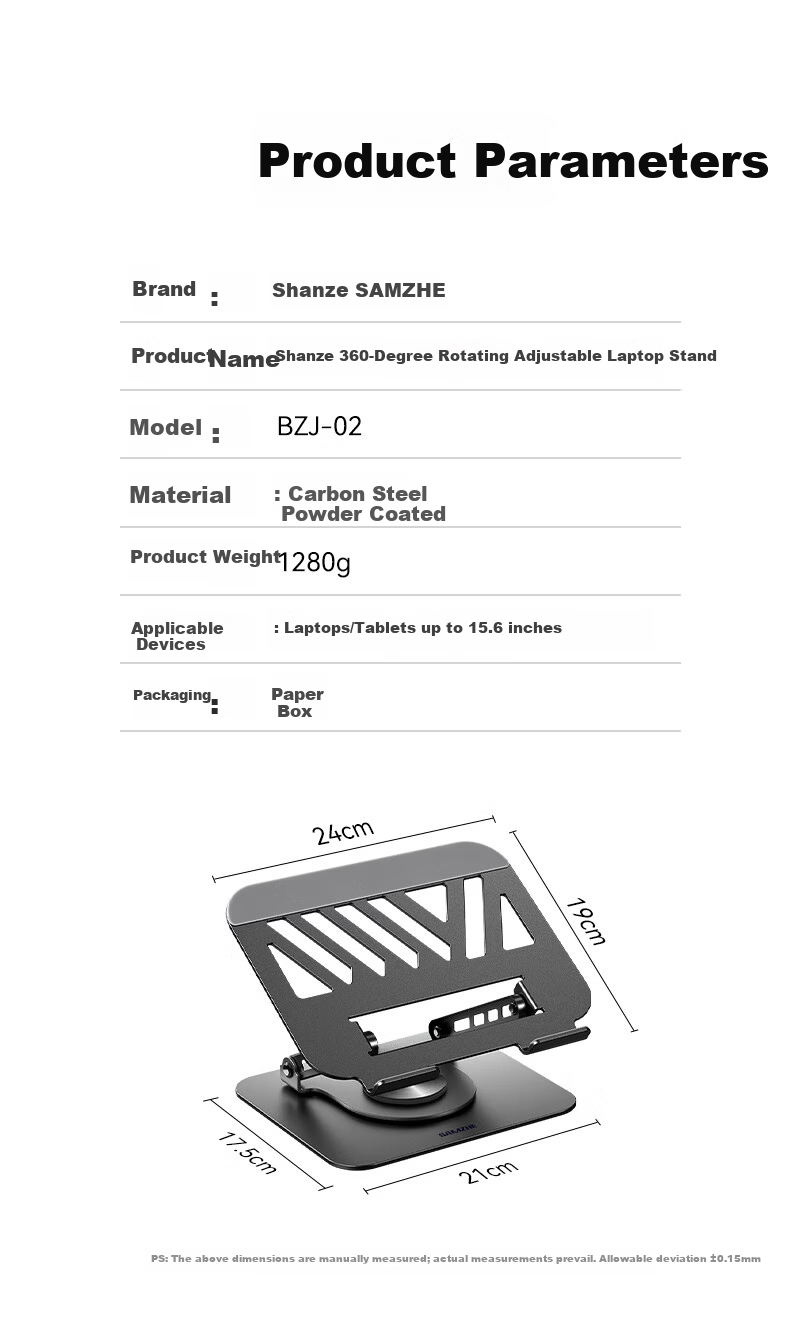 Sanze 360° Rotating Laptop Stand Cooler Riser Adjustable Computer Holder for Apple MacBook Lenovo Xiaoxin Legion Dell BZJ-07 5