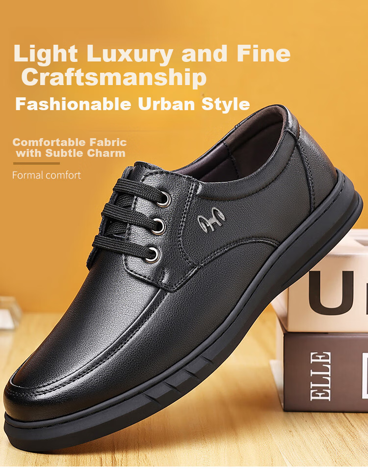 Hengyuanxiang Men's Slip-On Business Casual Lace-Up Breathable Driving Loafers J1627 Black Size 40 2