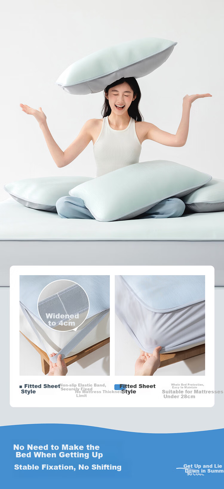 NetEase Yanxuan Xiancha Jelly Mat [Recommended by Banfo] 0 Allergy Class A Antibacterial Ice Silk Cooling Mat Ice Crystal Blue - Bed Sheet Style 1.5*2m 6
