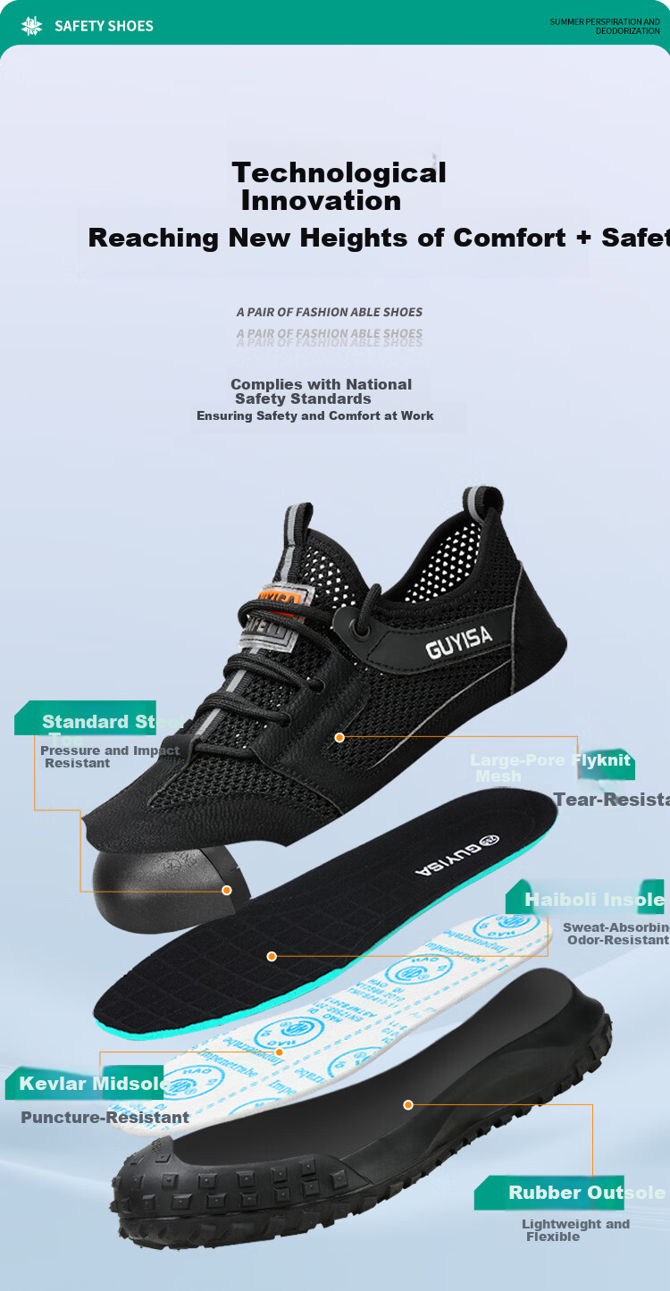 Jingtu Men's Breathable Safety Work Shoes Steel Toe Anti-Puncture Lightweight Comfortable Protective Shoes 3015F Size 41 5