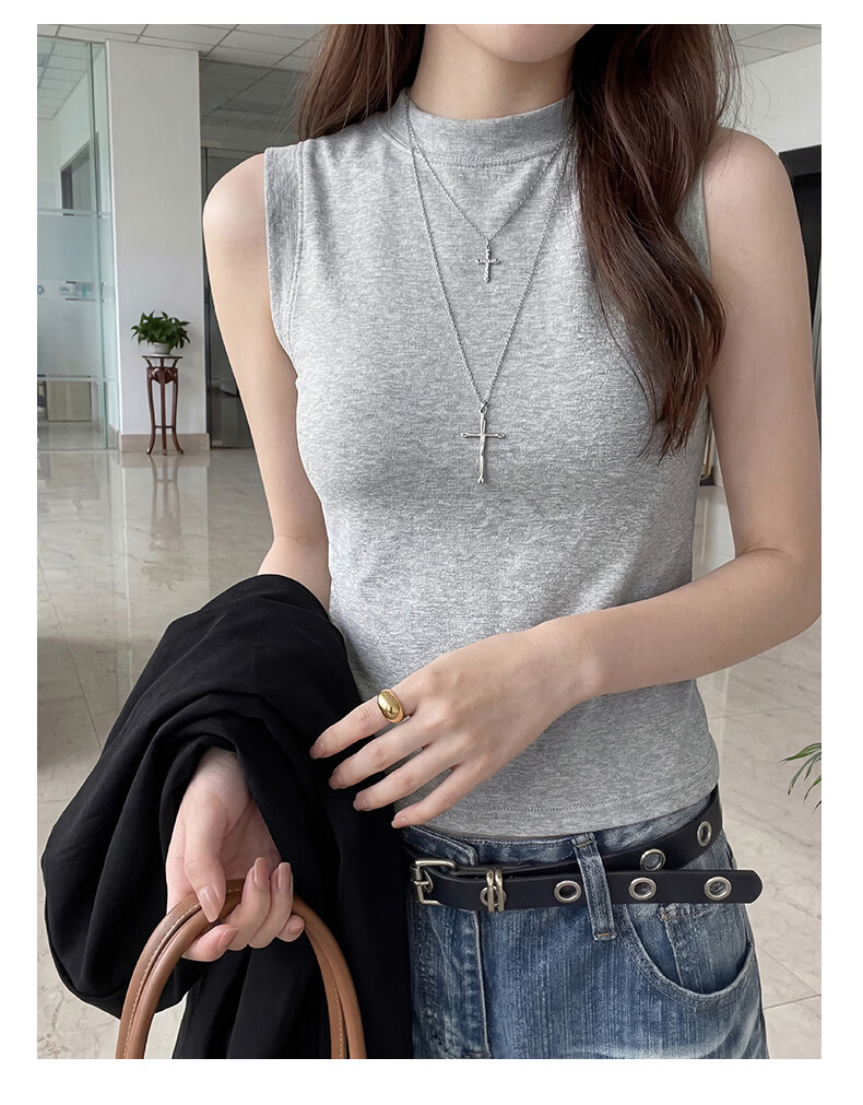 Xunmianren Women's Sleeveless Vest Outerwear Anti-Exposure Side Breast Coverage Inner Camisole Racerback Tank Top Sports Base Layer Shirt 13