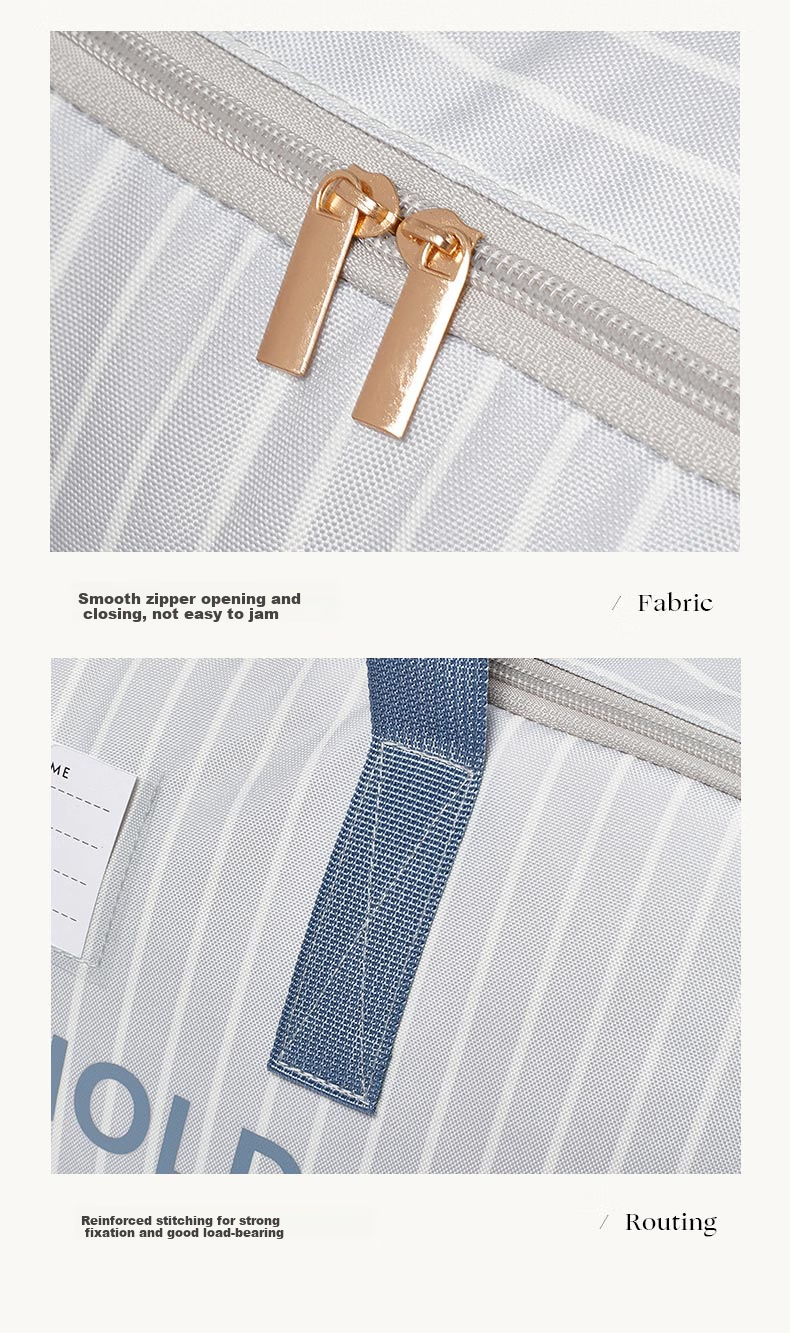 EACHY Oxford Cloth Moving Packing Bag Clothes Quilt Storage Bag Cotton Quilt Luggage Organizer Double Layer 105L Berlin White Mist 7