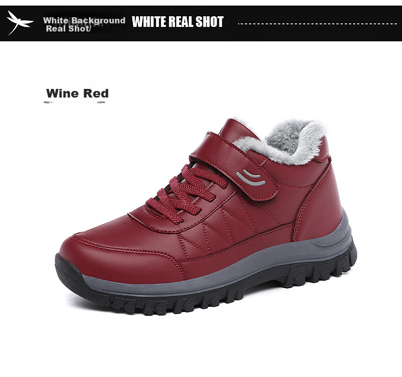 RED DRAGONFLY Women's Winter Fleece Lined Warm Elderly Shoes Thickened Fur Cotton Boots Middle-aged and Elderly Mom Cotton Shoes WXC430451 11