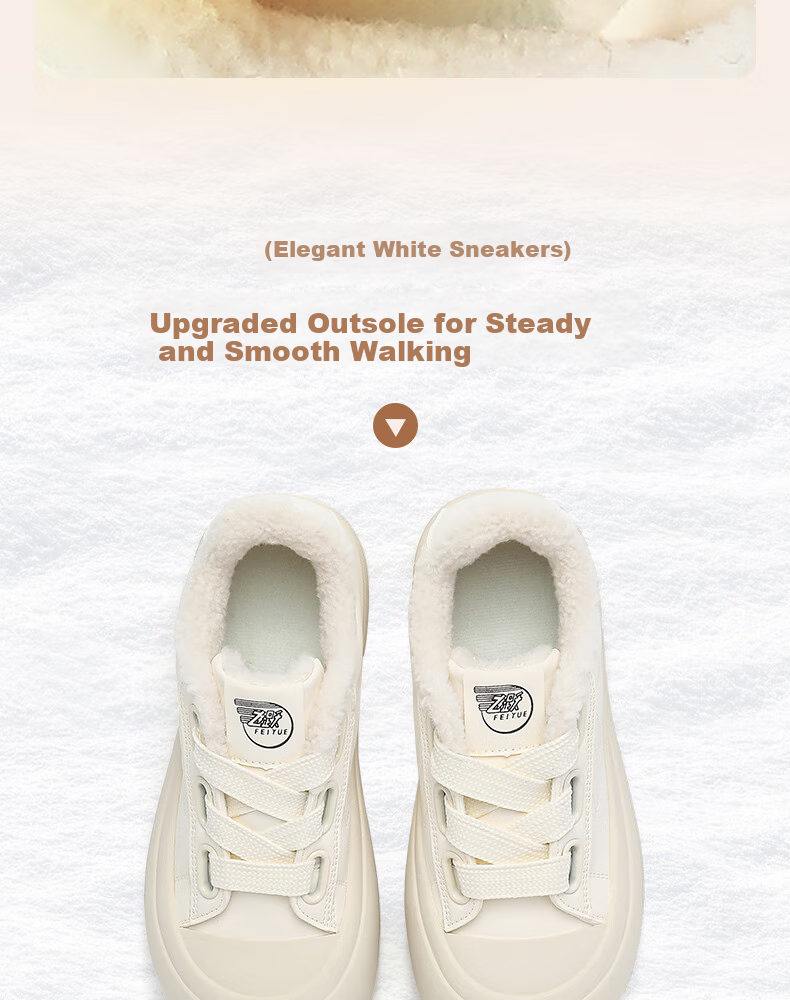 Feiyue Official Women's Sneakers 2026 Spring New Versatile Casual White Shoes Beige Fleece Lined Size 37 2