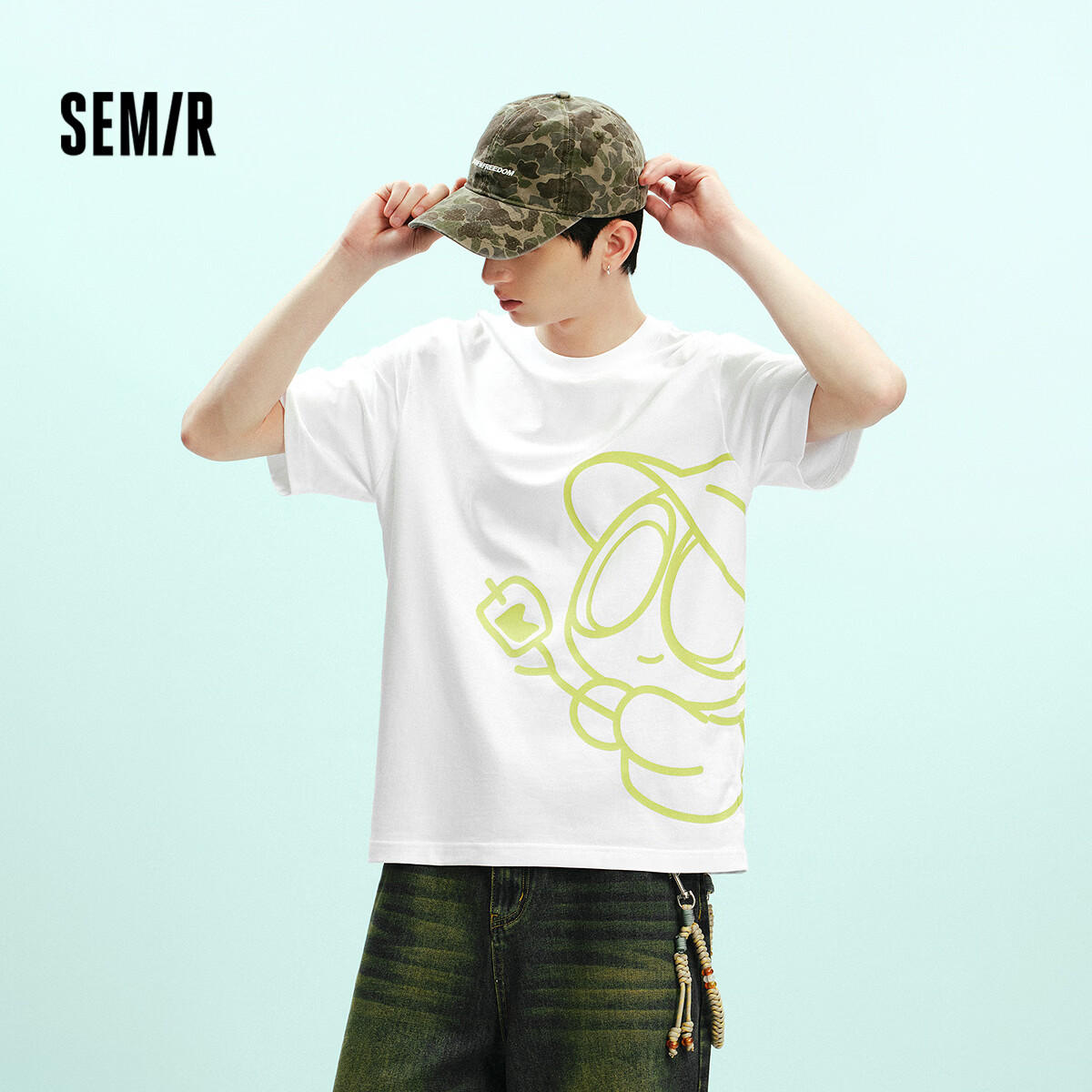 Semir Luo Xiaohei Short Sleeve T-Shirt Men Summer Collaboration Printed Knitwear 2026 Trendy Comfortable Top 109326100232