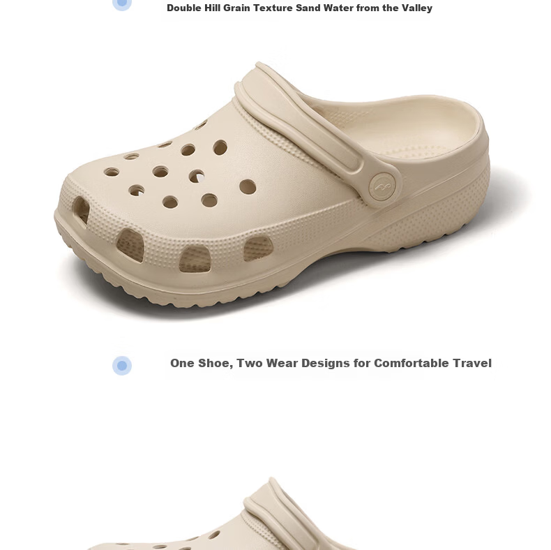 Mercury Home Textiles Summer Outdoor Unisex Holey Slippers Beach Sandals Women Non-Slip Thick Sole Soft Couple Closed-Toe Slippers 16