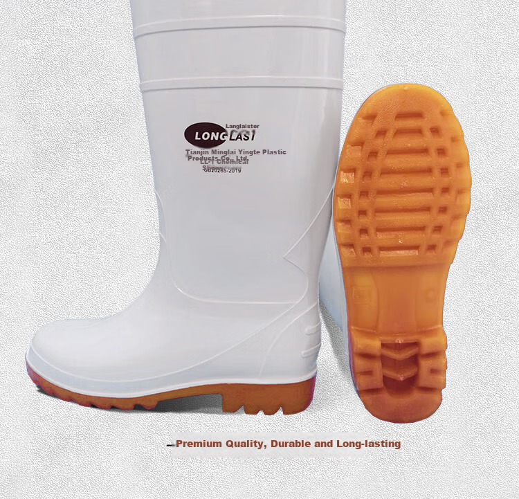 LONGLAST (LONG LAST) Extra White Oil-Resistant Boots, High-Top Non-Slip Waterproof Shoes Rain Boots, Acid And Alkali Resistant Chef Food Hygiene Boots for Men And Women, Size 42 5