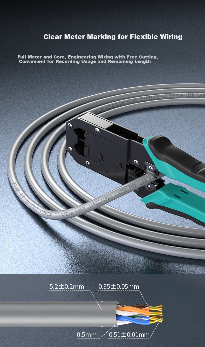 Zhongtian Hengke Cat5e UTP Indoor 4-Pair Twisted Pair Network Cable Box 0.51mm Diameter 305m Gray ZT-H5305 5