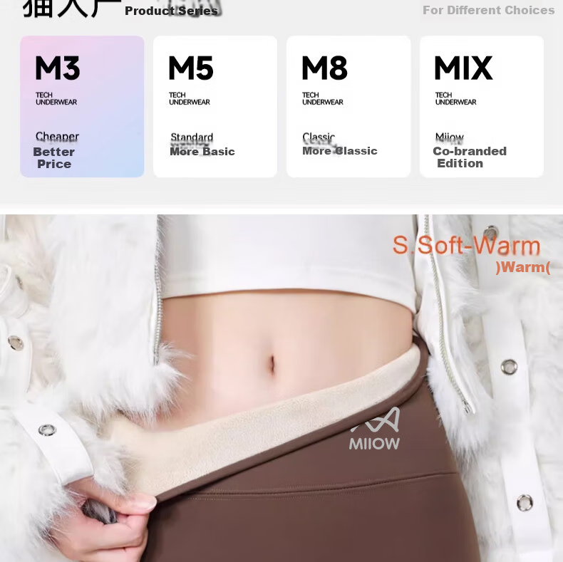 Miiow Women's Sherpa Fleece Shark Pants, Autumn Winter Thickened Leggings, Warm Stretch High Waist Tummy Control Yoga Black Pants 2