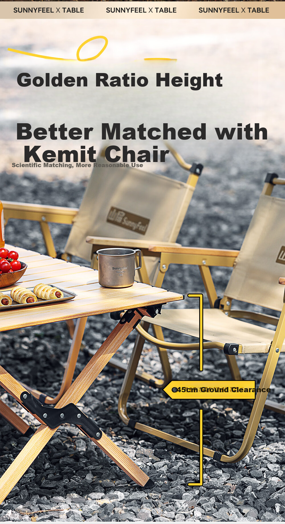 Sunnyfeel Flat Folding Aluminum Alloy Double-Sided Egg Roll Camping Table Picnic Portable Outdoor Camping Cooking Table and Chair Set 12