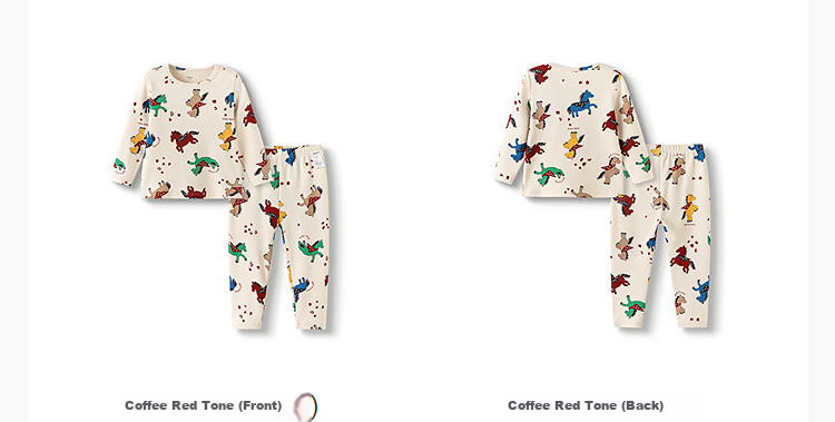 Balabala Kids Boys Girls Set Children's Underwear New 2026 Spring Plush Red Pony New Year Thermal Top and Bottom 8