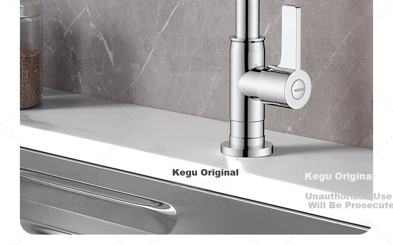 KEGOO Kitchen Single Cold Water Faucet Sink Basin High-Arc Rotatable Tap K2041 18